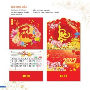 Lịch Bloc 2027 AC Mẫu AC09 (34  x  37 cm) Ấn Phẩm Quà Tết Ngân Hàng & Tài Chính VIP in logo doanh nghiệp quà tặng Tết tại Quà Tặng Ngân Hàng