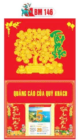 Bìa Lịch Treo Khung Đại Gắn Bloc BM 2027 BM146 - Kim Dương Phú Quý - Quà Tặng Ngân Hàng
