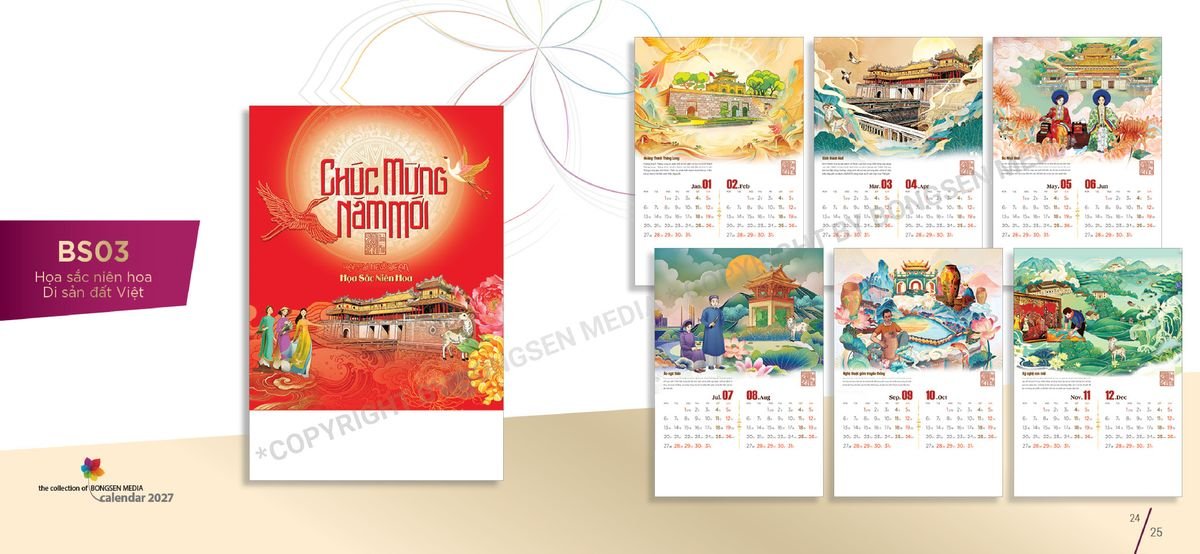 Lịch Bloc Siêu Cực Đại 2027 Bông Sen BS13 Ấn Phẩm Quà Tết Ngân Hàng & Tài Chính VIP