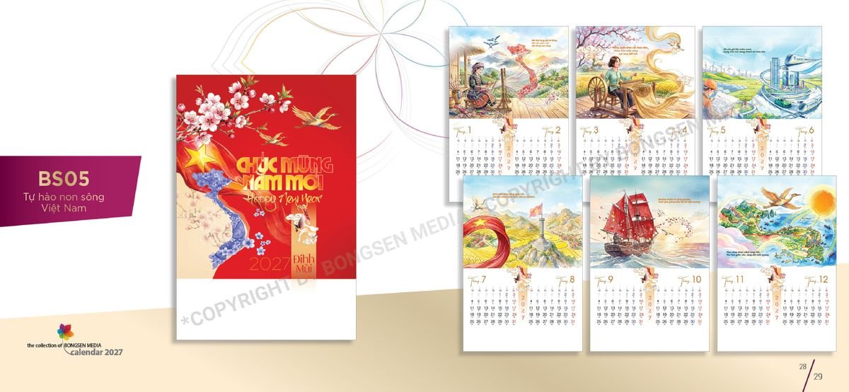 Lịch Bloc Siêu Cực Đại 2027 Bông Sen BS15 Ấn Phẩm Quà Tết Ngân Hàng & Tài Chính VIP