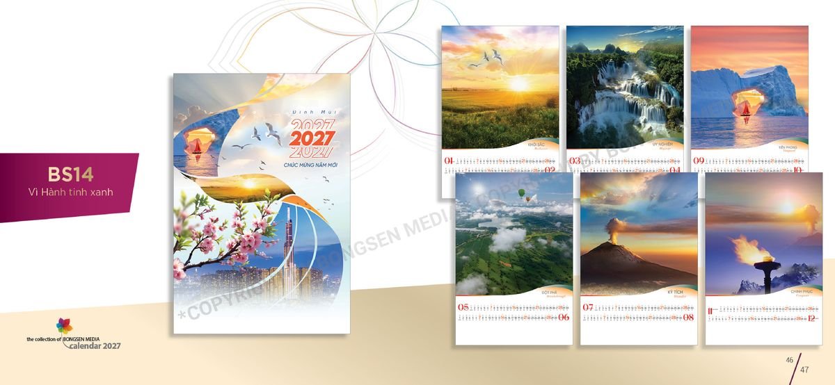Lịch 7 Tờ Lò Xo 2027 BS24 Ấn Phẩm Quà Tết Ngân Hàng & Tài Chính VIP