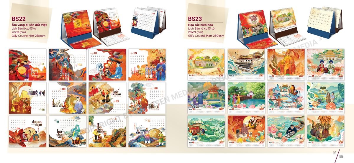Lịch Để Bàn Nghệ Thuật 2027 BS28 Ấn Phẩm Quà Tết Ngân Hàng & Tài Chính VIP