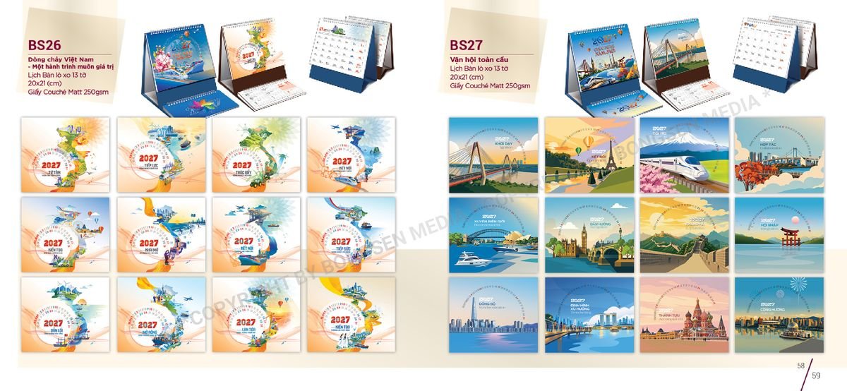 Lịch Để Bàn Nghệ Thuật 2027 BS30 Ấn Phẩm Quà Tết Ngân Hàng & Tài Chính VIP