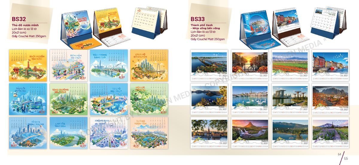 Lịch Để Bàn Nghệ Thuật 2027 BS33 Ấn Phẩm Quà Tết Ngân Hàng & Tài Chính VIP