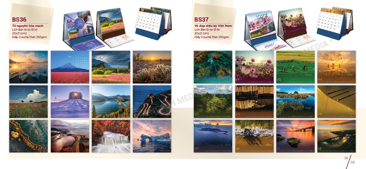 Lịch Để Bàn Nghệ Thuật 2027 BS35 Ấn Phẩm Quà Tết Ngân Hàng & Tài Chính VIP