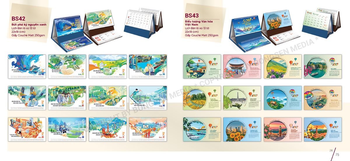 Lịch Để Bàn Nghệ Thuật 2027 BS38 Ấn Phẩm Quà Tết Ngân Hàng & Tài Chính VIP