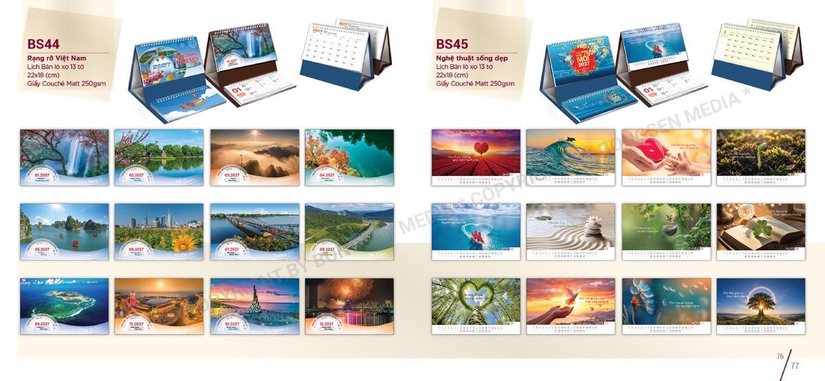Lịch Để Bàn Nghệ Thuật 2027 BS39 Ấn Phẩm Quà Tết Ngân Hàng & Tài Chính VIP