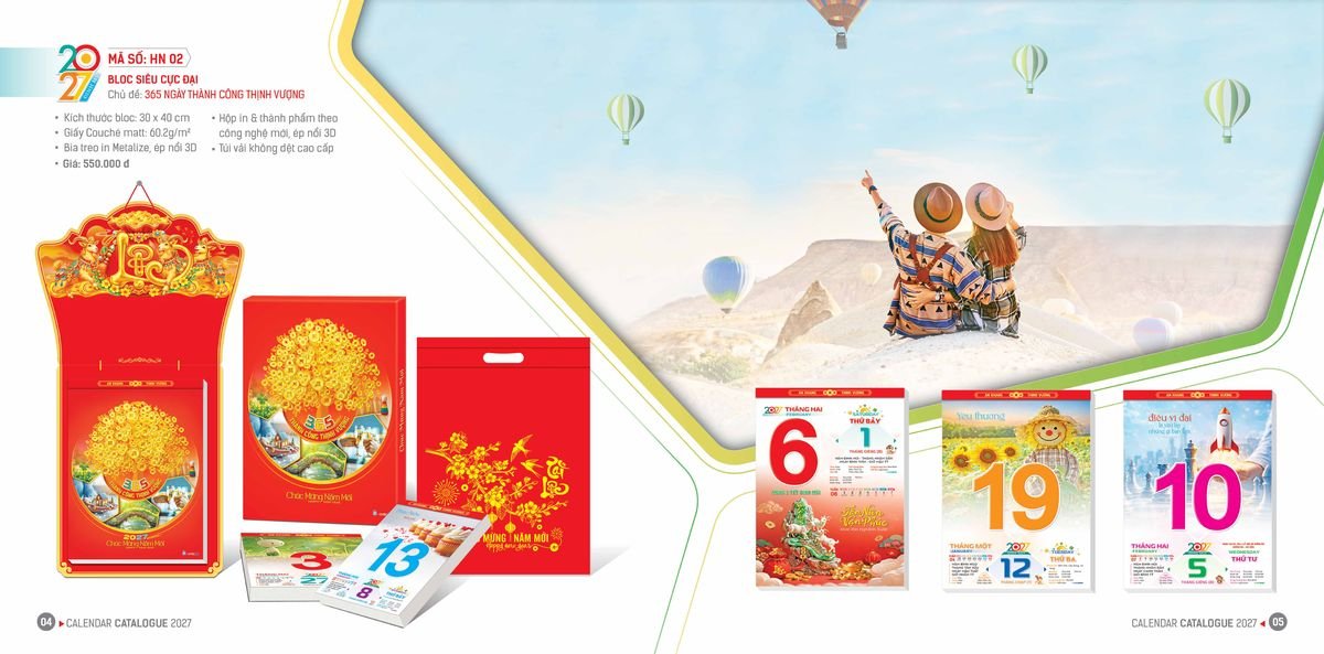 Lịch Bloc Hoa Niên 2027 ĐP DPHN01 Ấn Phẩm Quà Tết Ngân Hàng & Tài Chính VIP