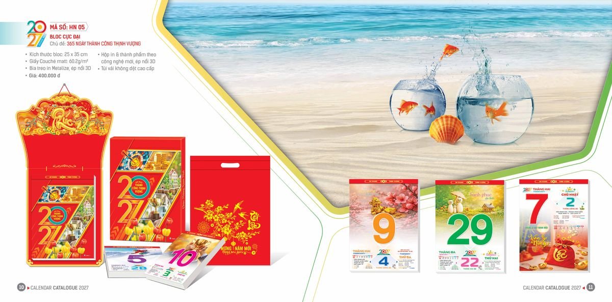 Lịch Bloc Hoa Niên 2027 ĐP DPHN04 Ấn Phẩm Quà Tết Ngân Hàng & Tài Chính VIP