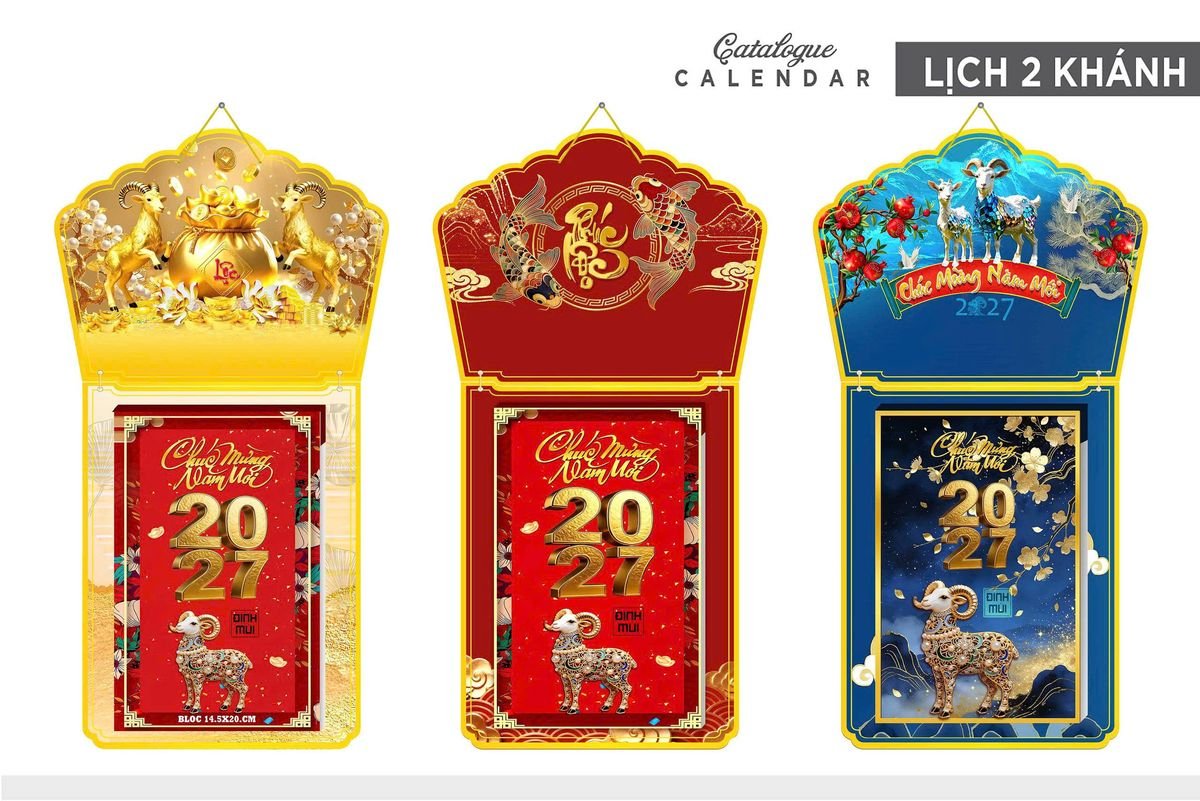 Lịch Khánh Gỗ Lamina 2 Đầu 2027 LM2D_002 - Quà Tặng Ngân Hàng