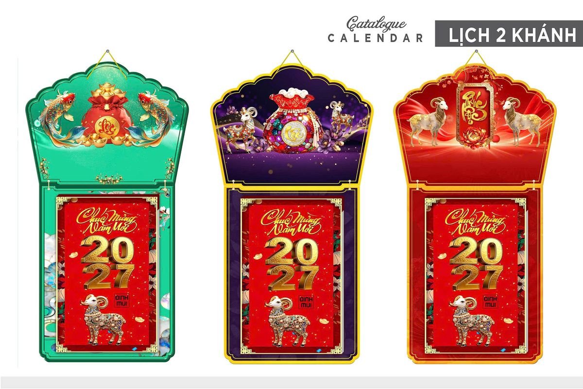 Lịch Khánh Gỗ Lamina 2 Đầu 2027 LM2D_003 - Quà Tặng Ngân Hàng