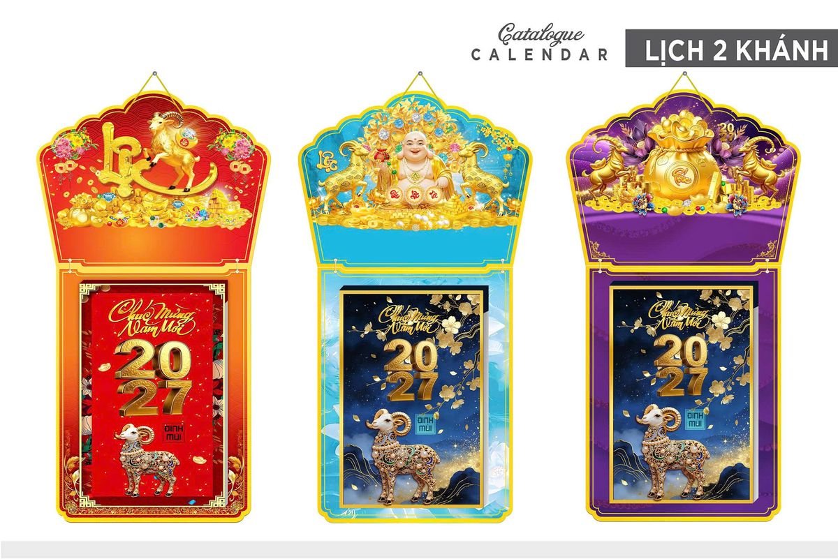 Lịch Khánh Gỗ Lamina 2 Đầu 2027 LM2D_004 - Quà Tặng Ngân Hàng