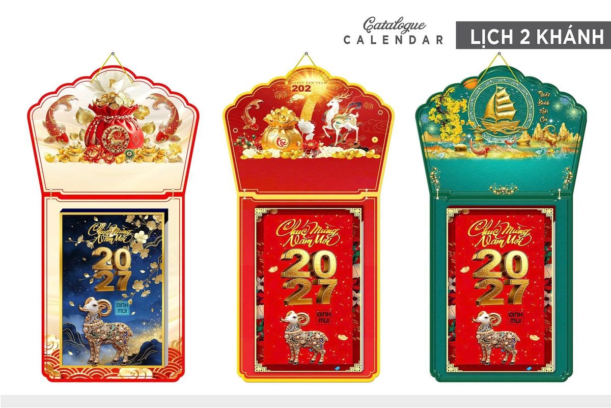 Lịch Khánh Gỗ Lamina 2 Đầu 2027 LM2D_005 - Quà Tặng Ngân Hàng