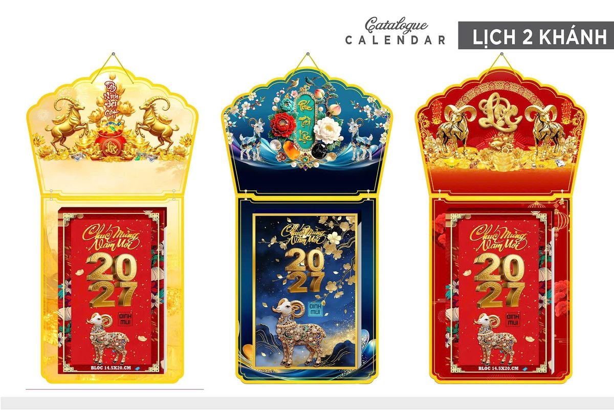 Lịch Khánh Gỗ Lamina 2 Đầu 2027 LM2D_006 - Quà Tặng Ngân Hàng