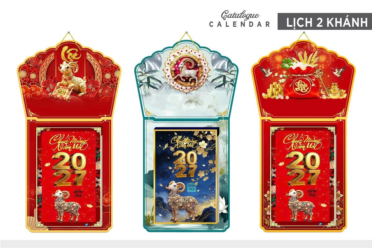 Lịch Khánh Gỗ Lamina 2 Đầu 2027 LM2D_009 - Quà Tặng Ngân Hàng