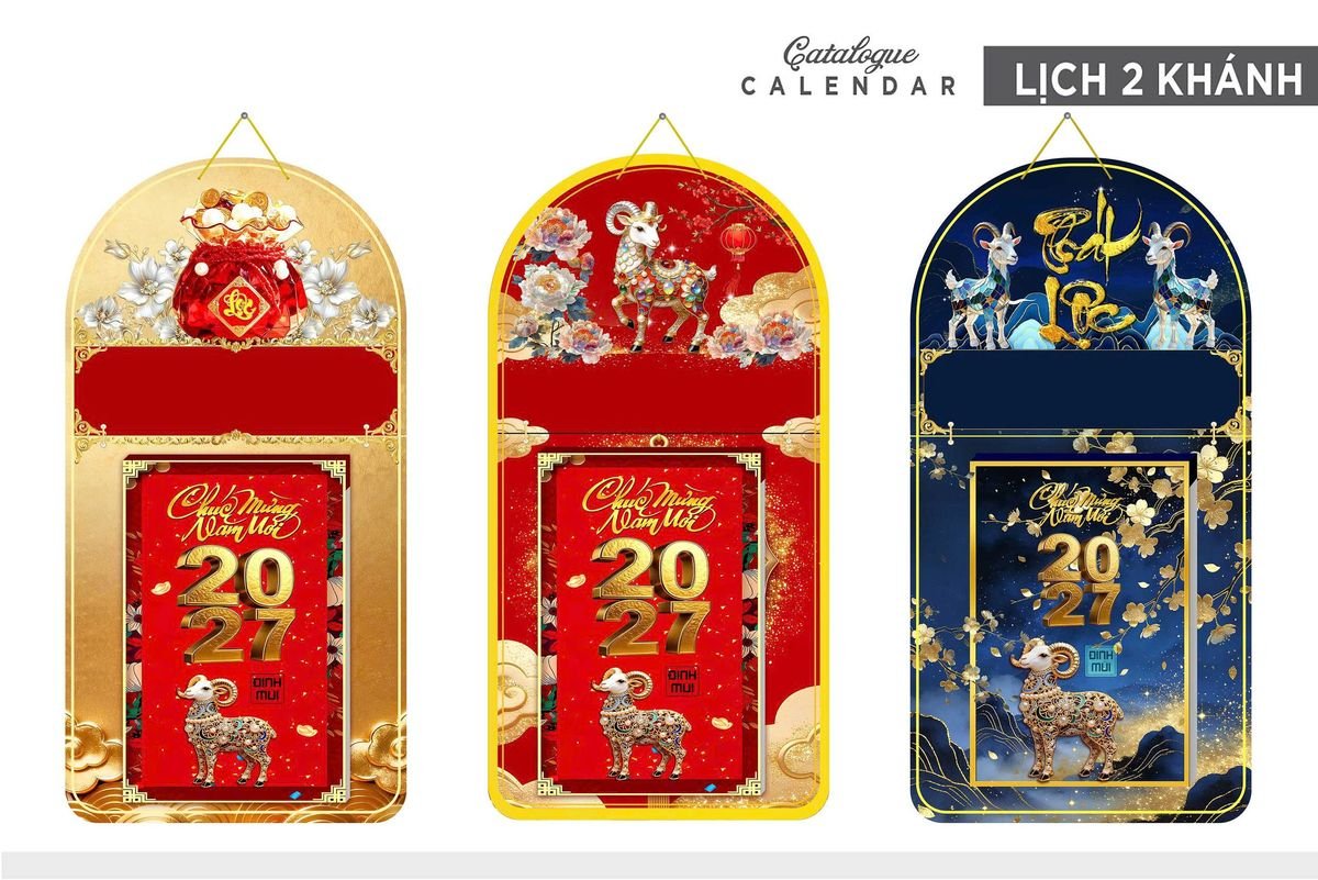Lịch Khánh Gỗ Lamina 2 Đầu 2027 LM2D_012 - Quà Tặng Ngân Hàng