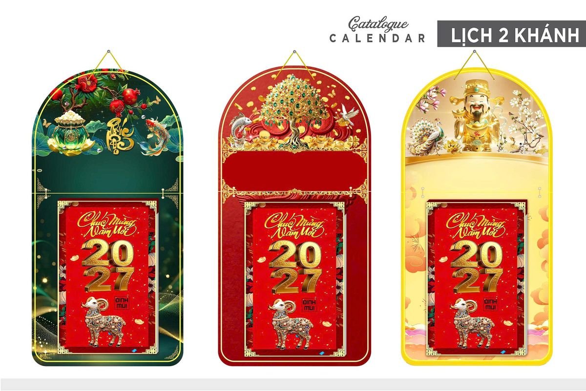 Lịch Khánh Gỗ Lamina 2 Đầu 2027 LM2D_013 - Quà Tặng Ngân Hàng