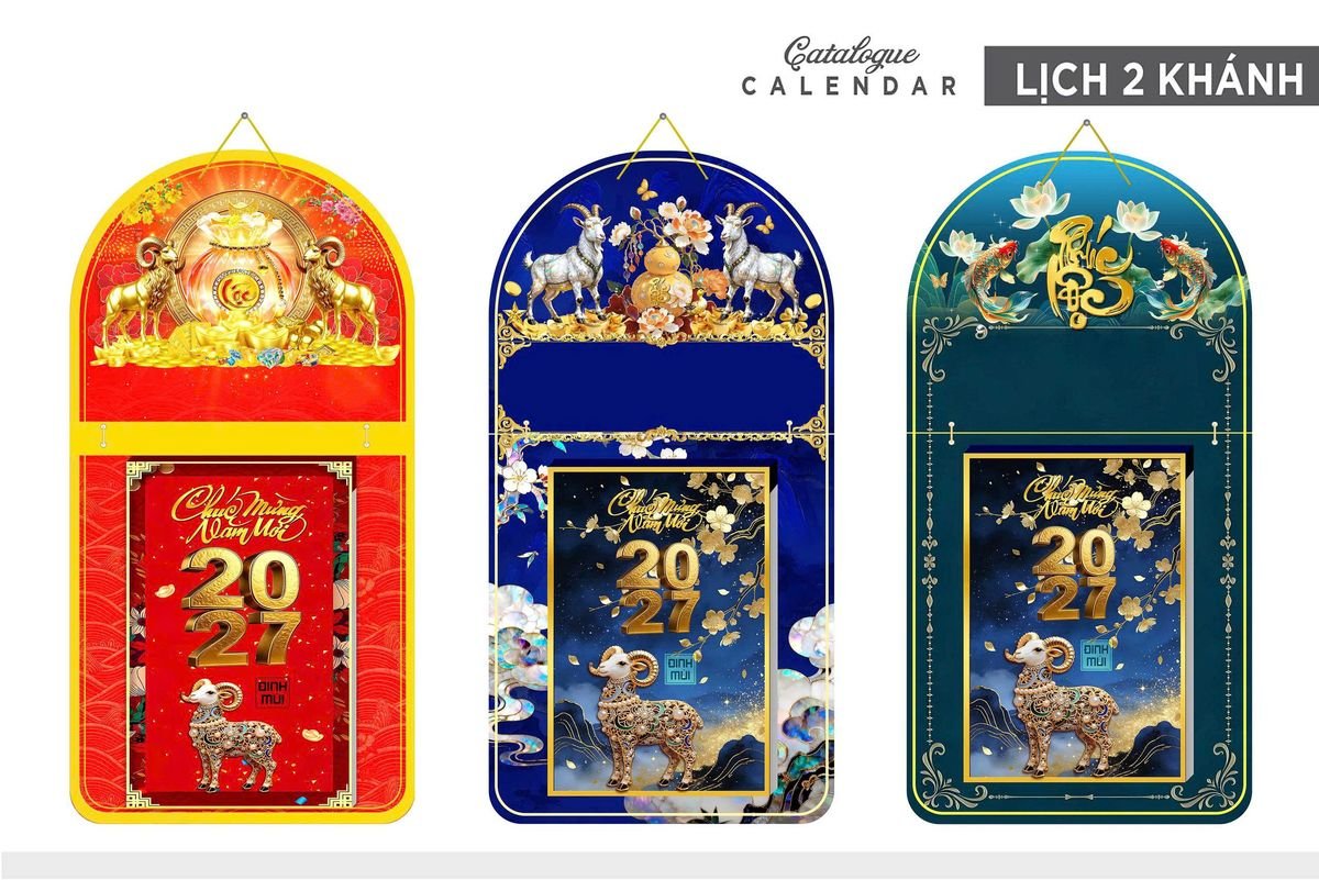 Lịch Khánh Gỗ Lamina 2 Đầu 2027 LM2D_014 - Quà Tặng Ngân Hàng