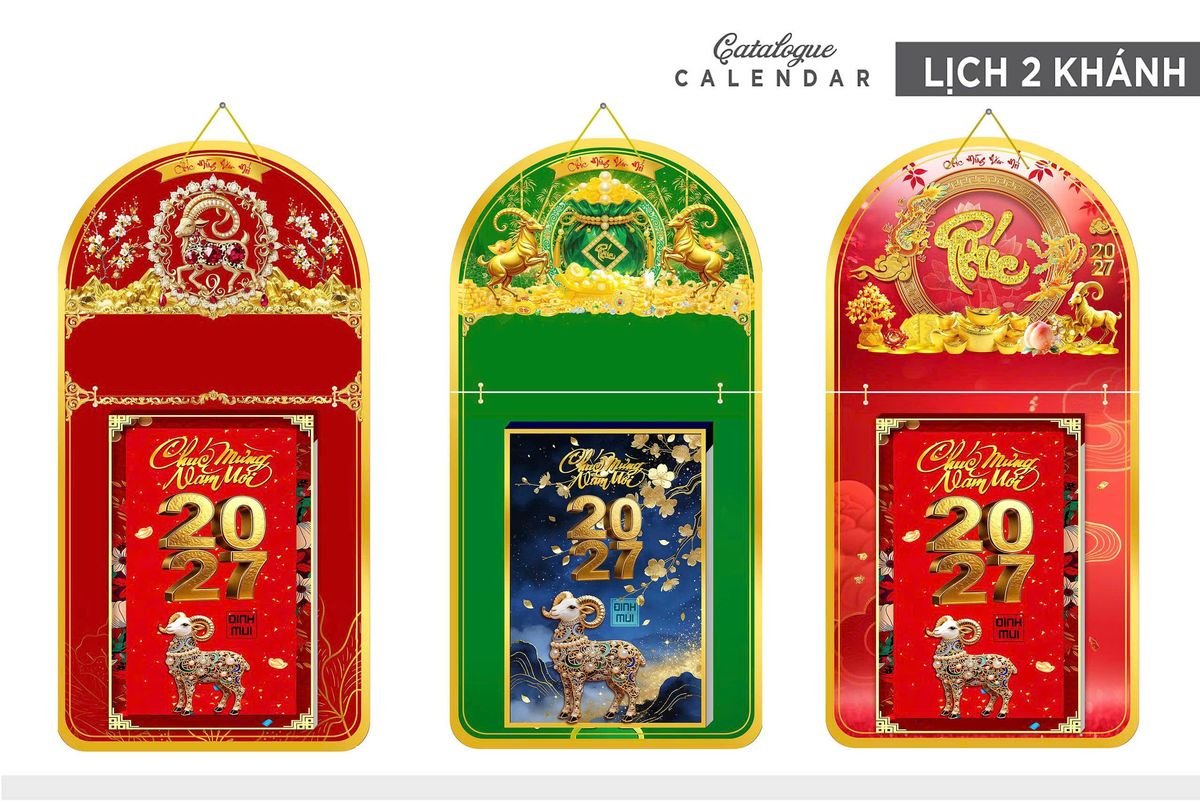 Lịch Khánh Gỗ Lamina 2 Đầu 2027 LM2D_015 - Quà Tặng Ngân Hàng