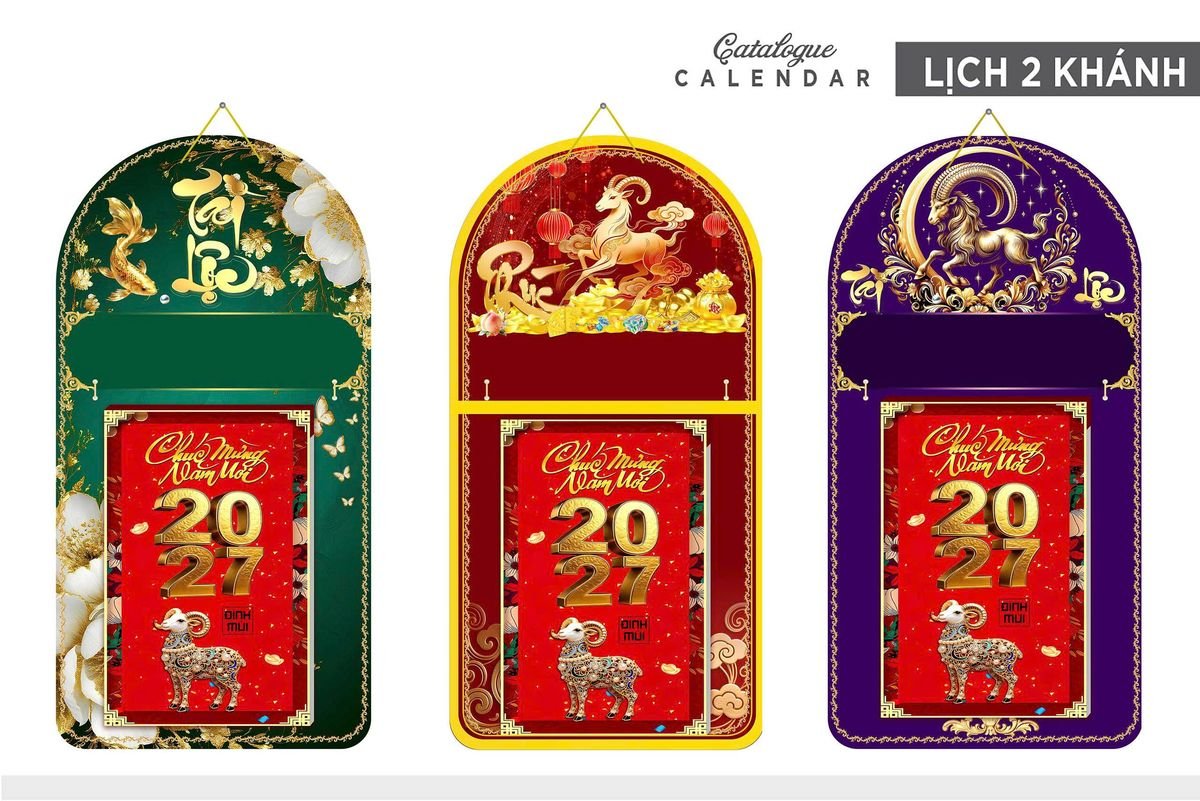 Lịch Khánh Gỗ Lamina 2 Đầu 2027 LM2D_016 - Quà Tặng Ngân Hàng