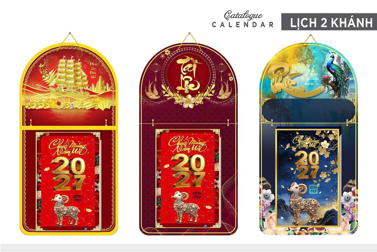 Lịch Khánh Gỗ Lamina 2 Đầu 2027 LM2D_017 - Quà Tặng Ngân Hàng