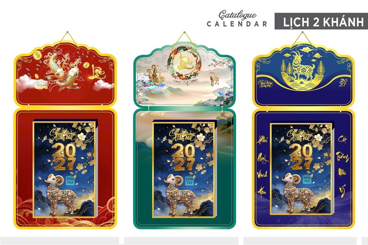 Lịch Khánh Gỗ Lamina 2 Đầu 2027 LM2D_025 - Quà Tặng Ngân Hàng