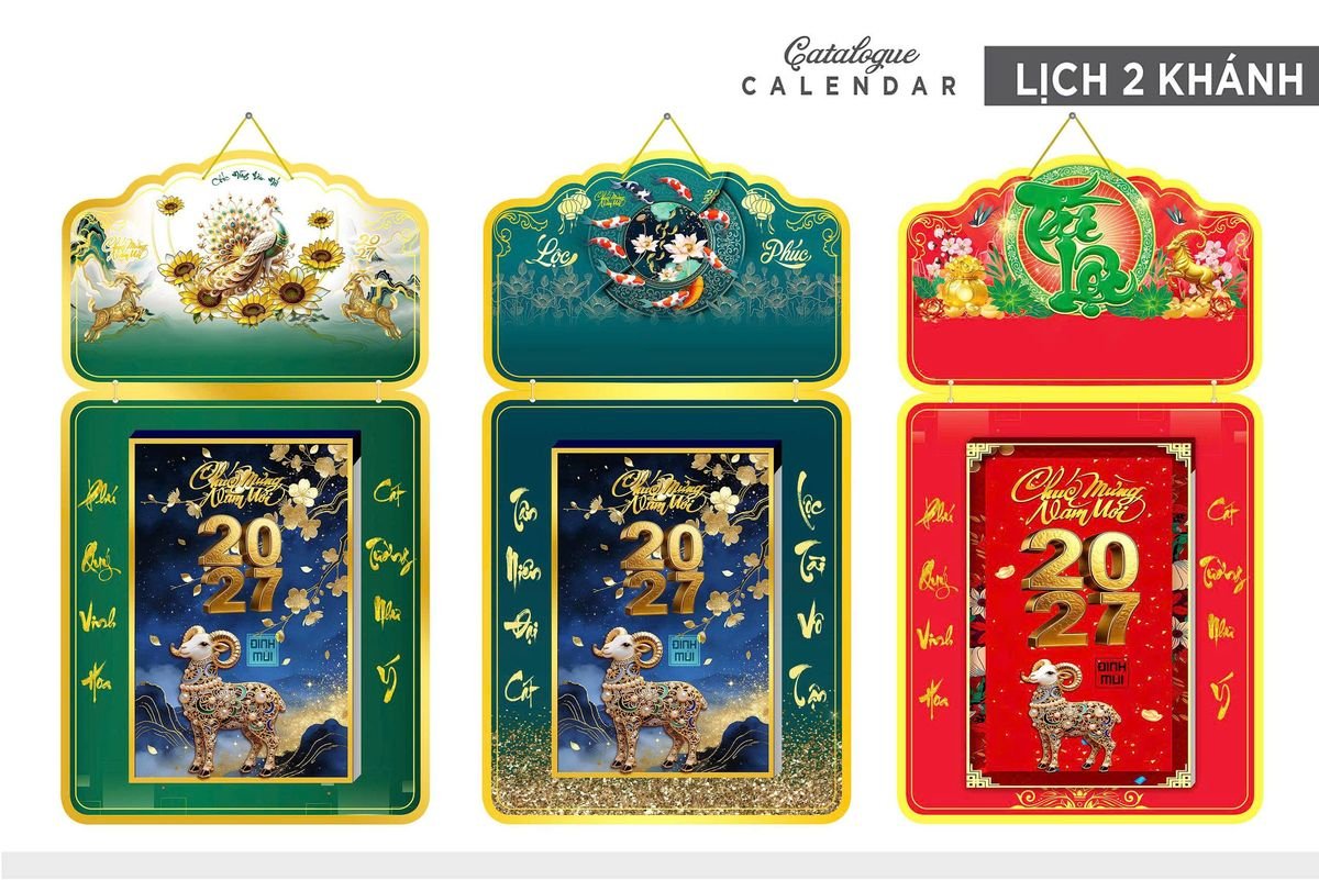 Lịch Khánh Gỗ Lamina 2 Đầu 2027 LM2D_026 - Quà Tặng Ngân Hàng