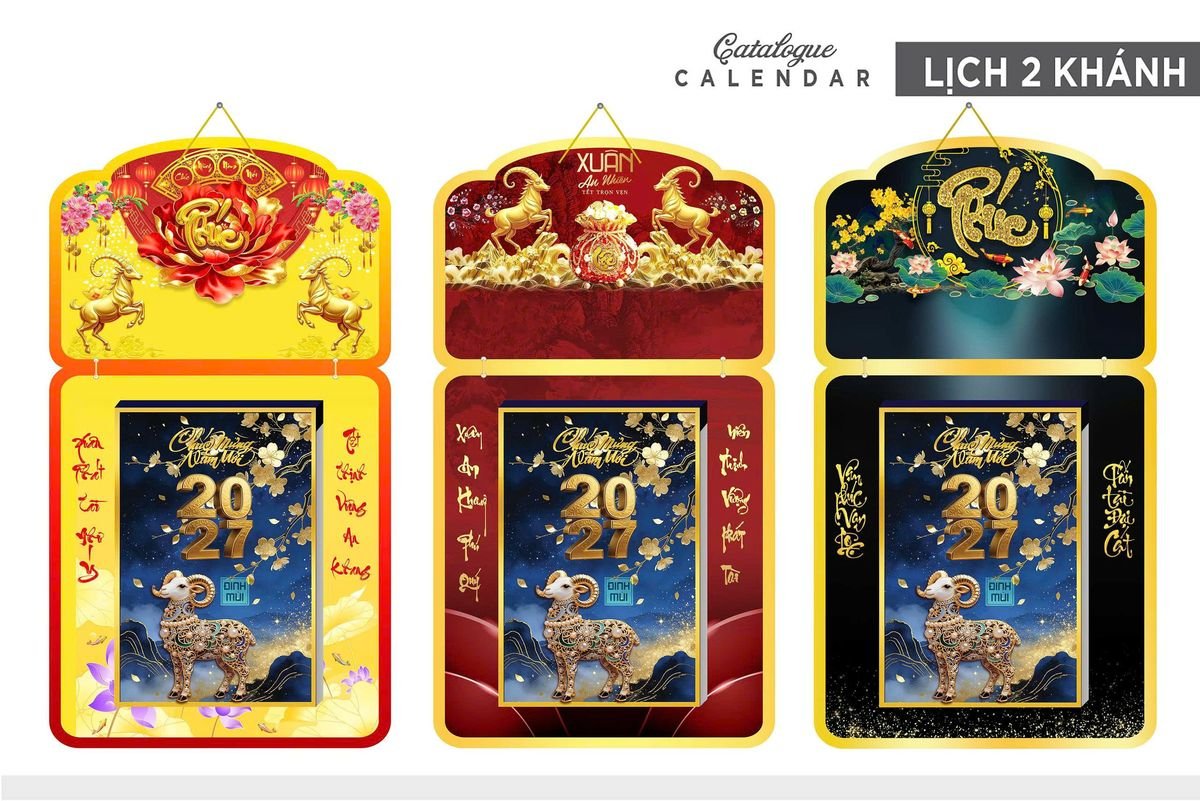 Lịch Khánh Gỗ Lamina 2 Đầu 2027 LM2D_029 - Quà Tặng Ngân Hàng