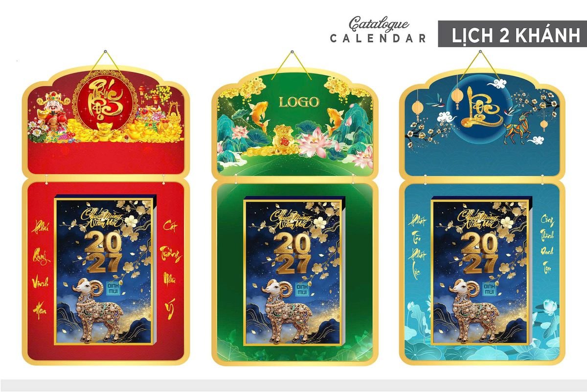 Lịch Khánh Gỗ Lamina 2 Đầu 2027 LM2D_030 - Quà Tặng Ngân Hàng