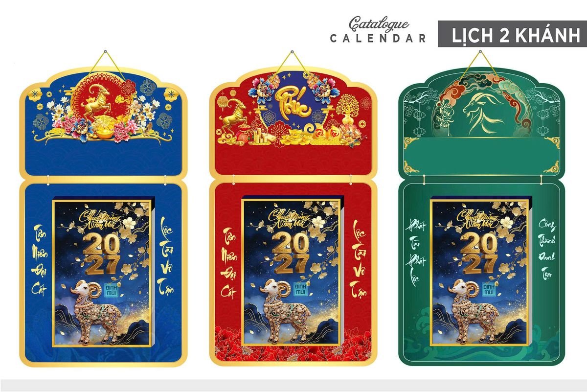 Lịch Khánh Gỗ Lamina 2 Đầu 2027 LM2D_031 - Quà Tặng Ngân Hàng