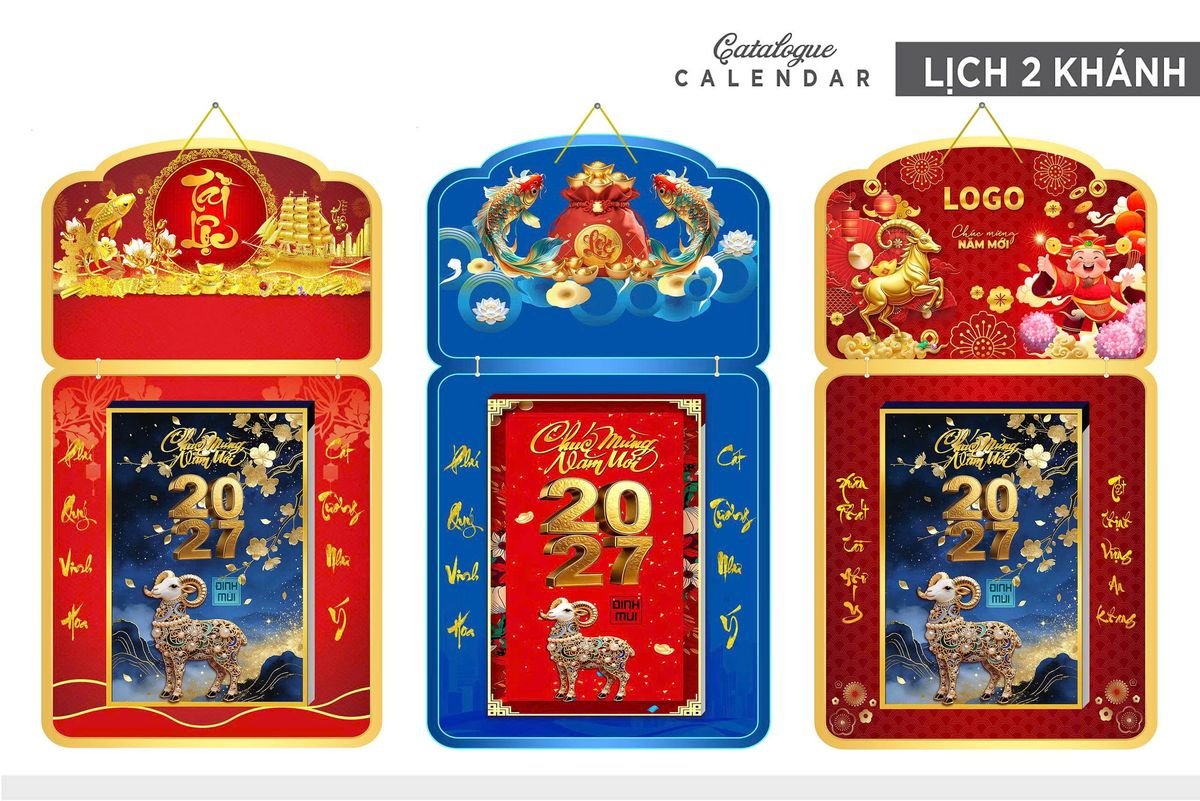 Lịch Khánh Gỗ Lamina 2 Đầu 2027 LM2D_032 - Quà Tặng Ngân Hàng