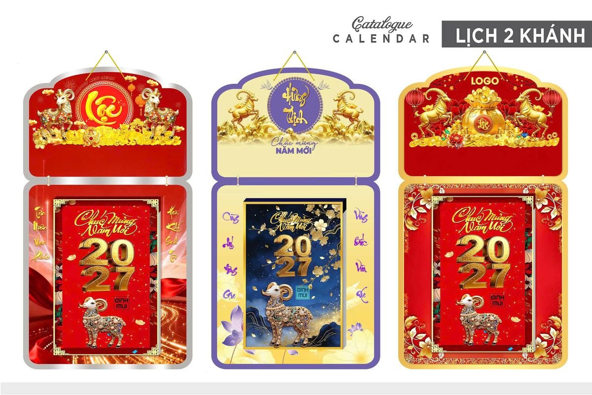 Lịch Khánh Gỗ Lamina 2 Đầu 2027 LM2D_033 - Quà Tặng Ngân Hàng