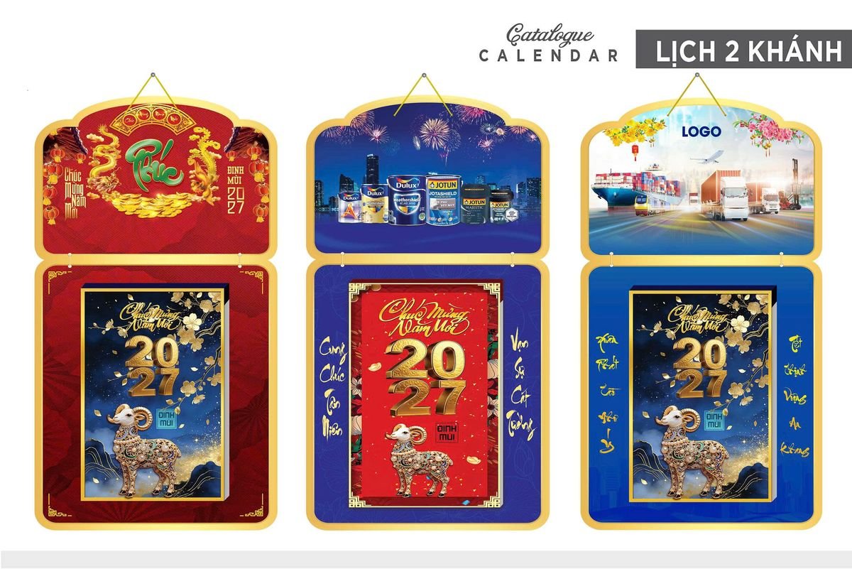 Lịch Khánh Gỗ Lamina 2 Đầu 2027 LM2D_034 - Quà Tặng Ngân Hàng