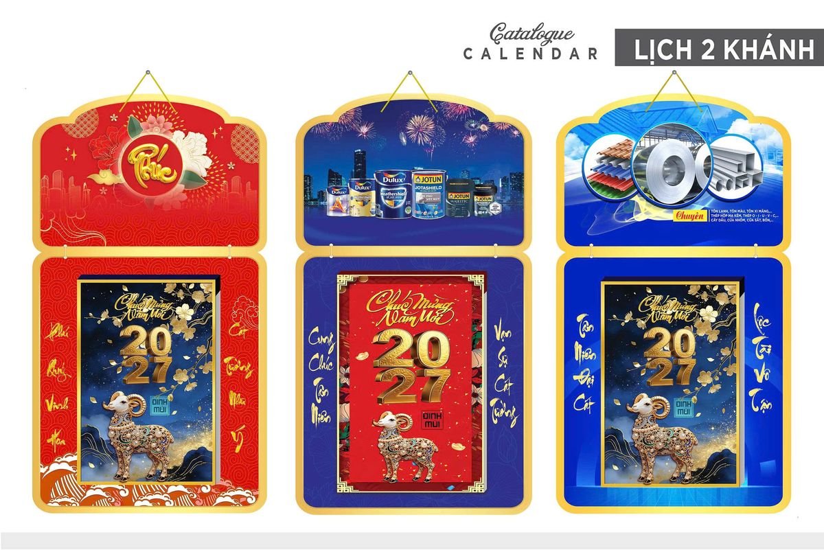 Lịch Khánh Gỗ Lamina 2 Đầu 2027 LM2D_035 - Quà Tặng Ngân Hàng