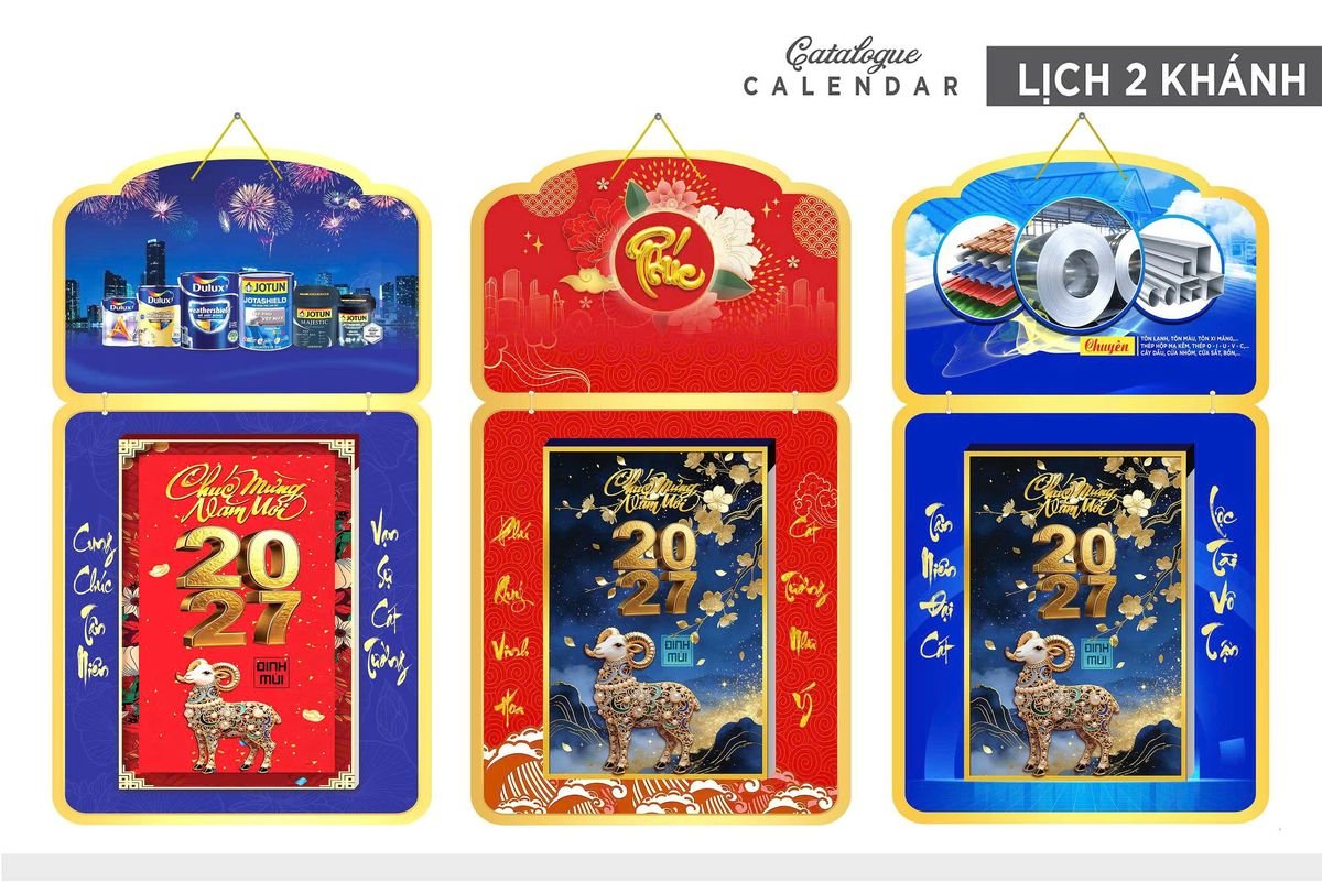 Lịch Khánh Gỗ Lamina 2 Đầu 2027 LM2D_036 - Quà Tặng Ngân Hàng