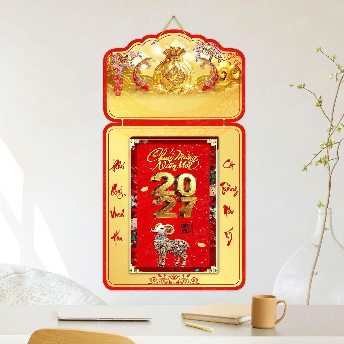 Lịch Khánh Gỗ Lamina 2 Đầu 2027 LM2D_043 - Quà Tặng Ngân Hàng