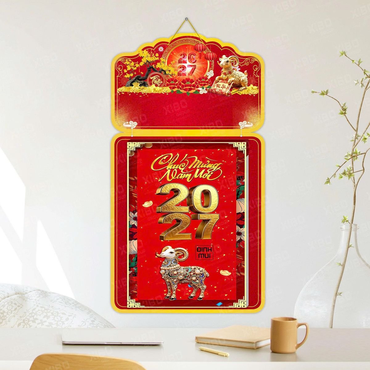 Lịch Khánh Gỗ Lamina 2 Đầu 2027 LM2D_044 - Quà Tặng Ngân Hàng