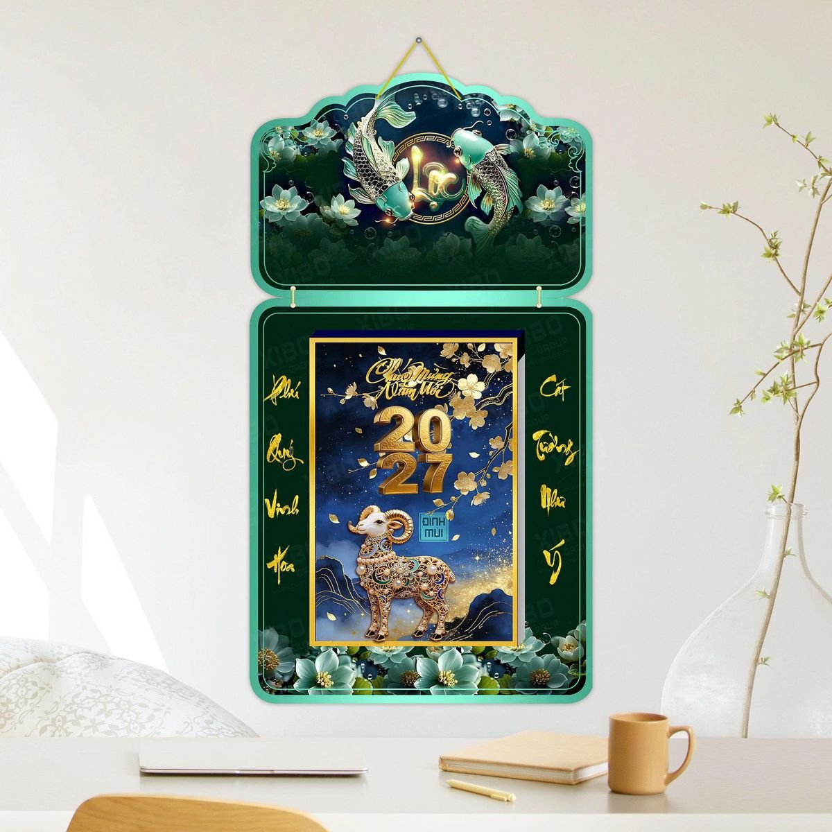 Lịch Khánh Gỗ Lamina 2 Đầu 2027 LM2D_045 - Quà Tặng Ngân Hàng