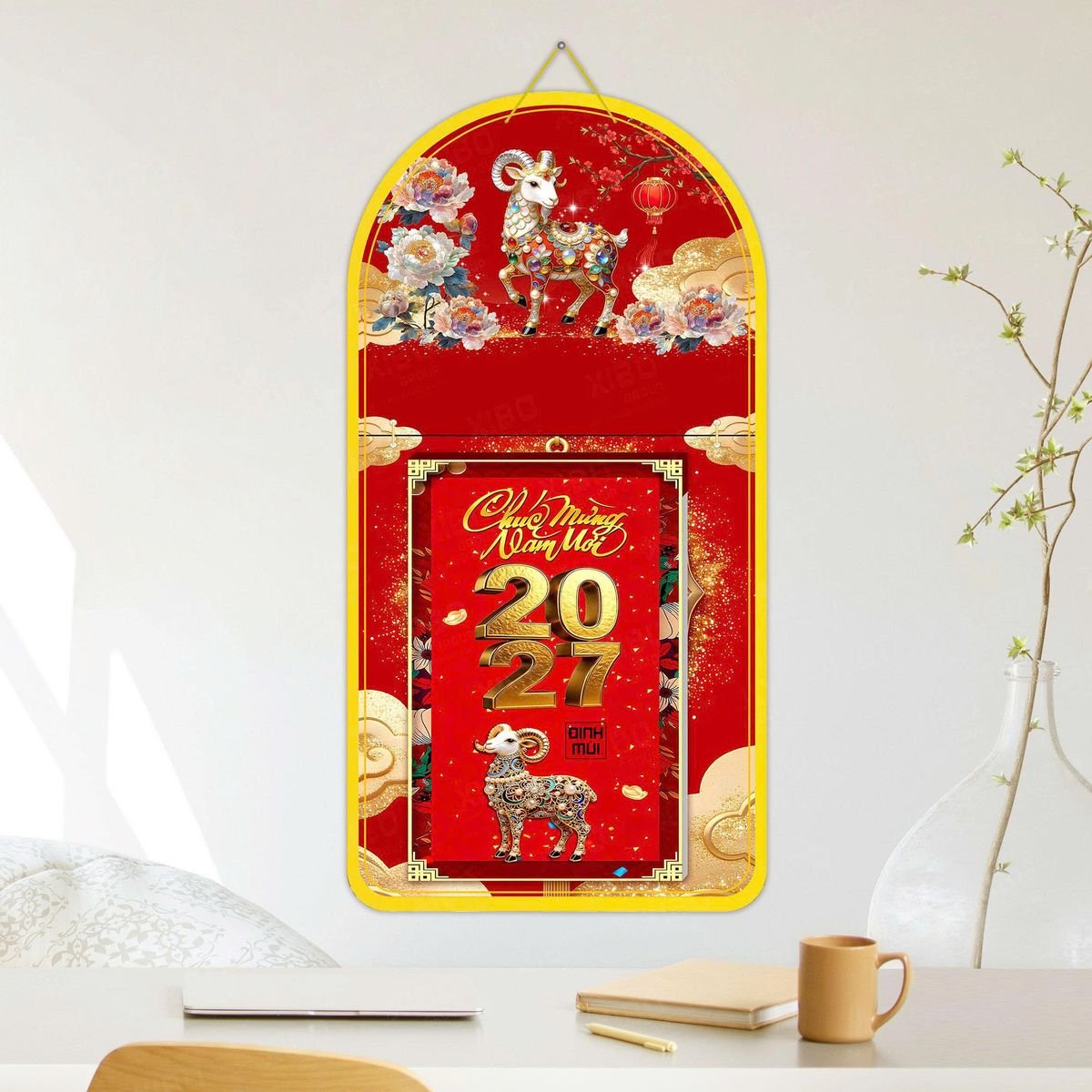 Lịch Khánh Gỗ Lamina 2 Đầu 2027 LM2D_048 - Quà Tặng Ngân Hàng