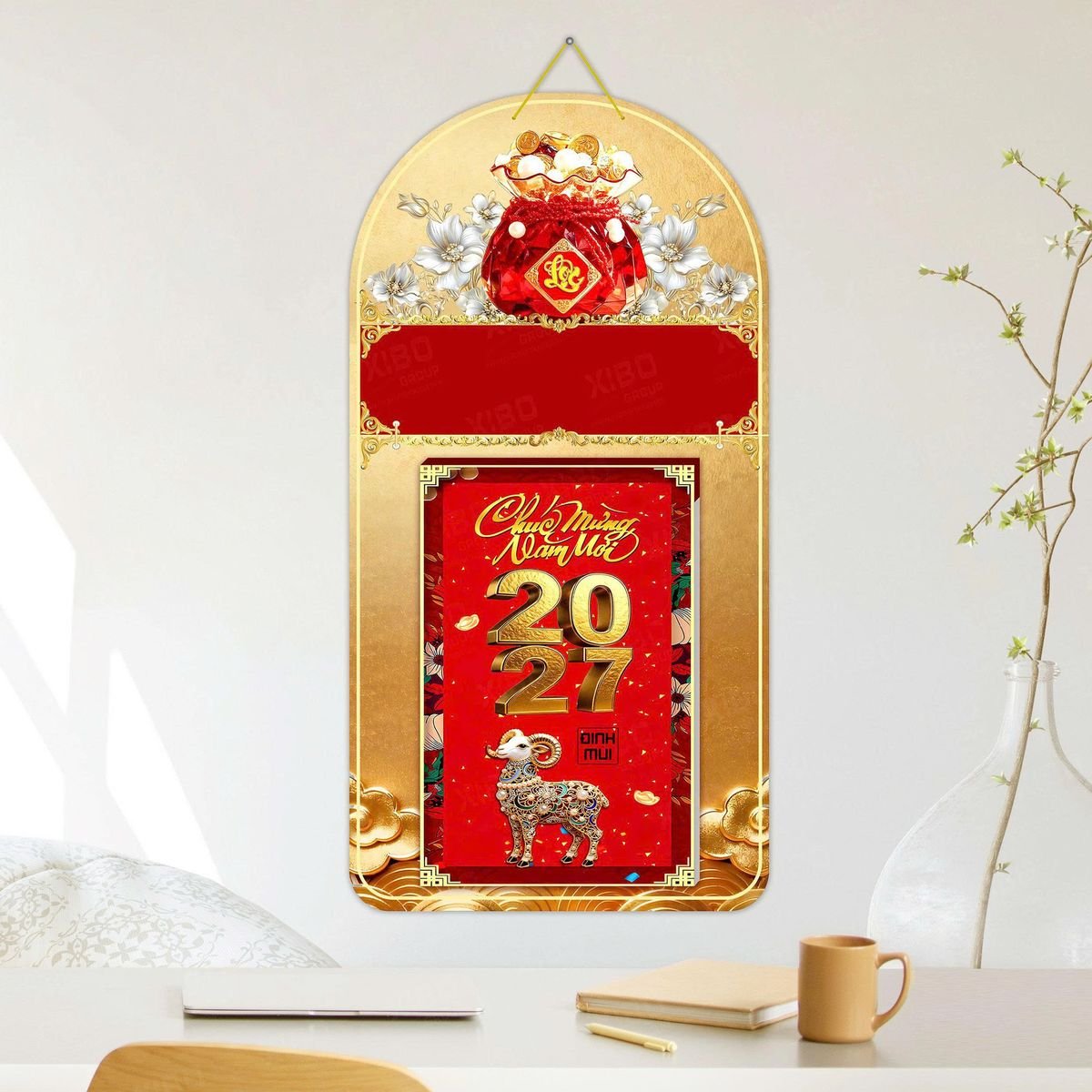 Lịch Khánh Gỗ Lamina 2 Đầu 2027 LM2D_049 - Quà Tặng Ngân Hàng
