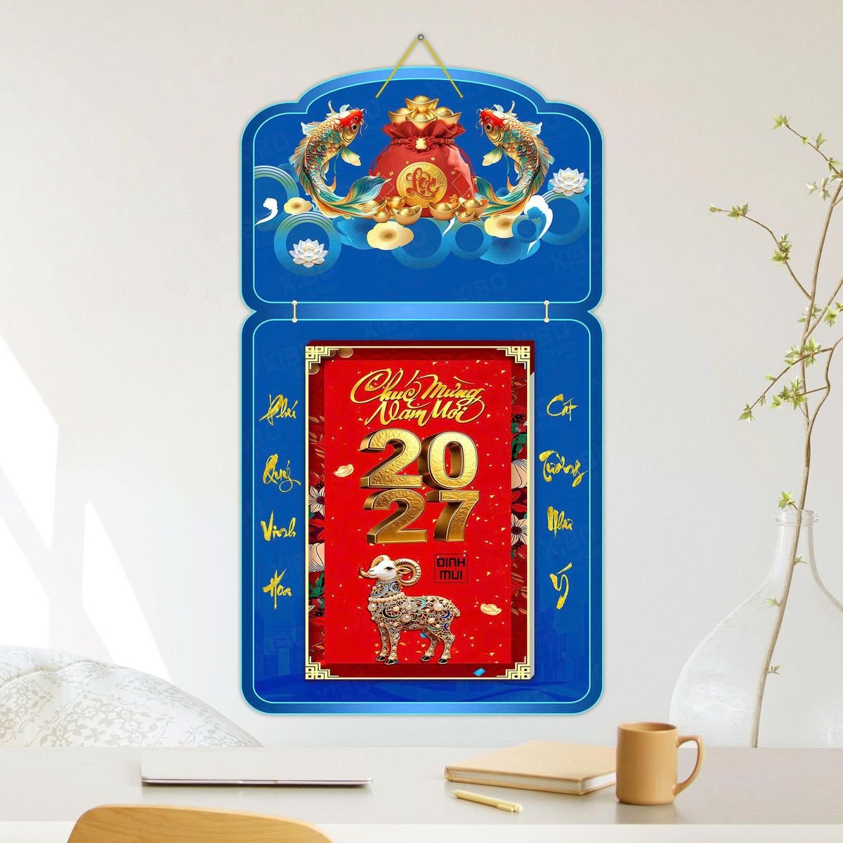 Lịch Khánh Gỗ Lamina 2 Đầu 2027 LM2D_052 - Quà Tặng Ngân Hàng