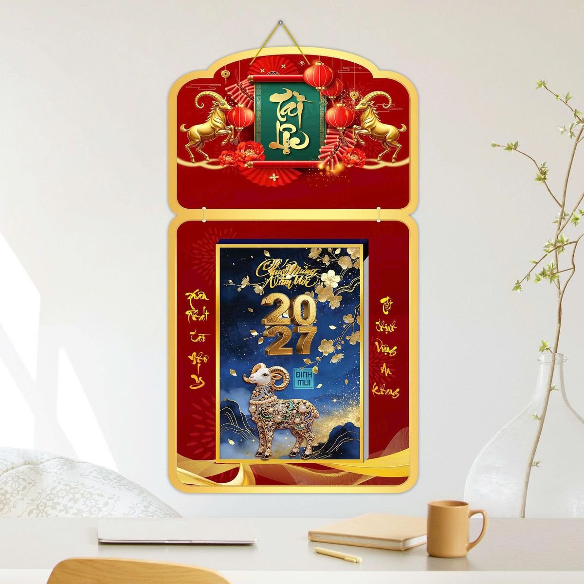 Lịch Khánh Gỗ Lamina 2 Đầu 2027 LM2D_053 - Quà Tặng Ngân Hàng