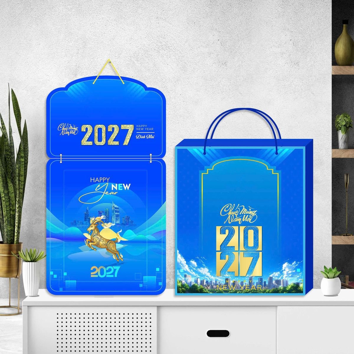 Lịch Khánh Gỗ Lamina 2 Đầu 2027 LM2D_056 - Quà Tặng Ngân Hàng