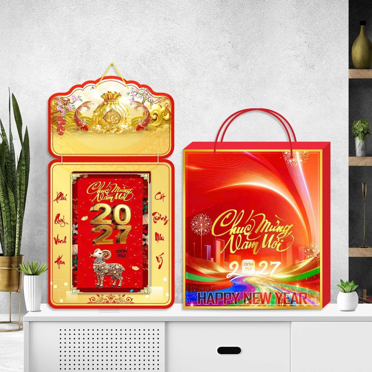 Lịch Khánh Gỗ Lamina 2 Đầu 2027 LM2D_057 - Quà Tặng Ngân Hàng