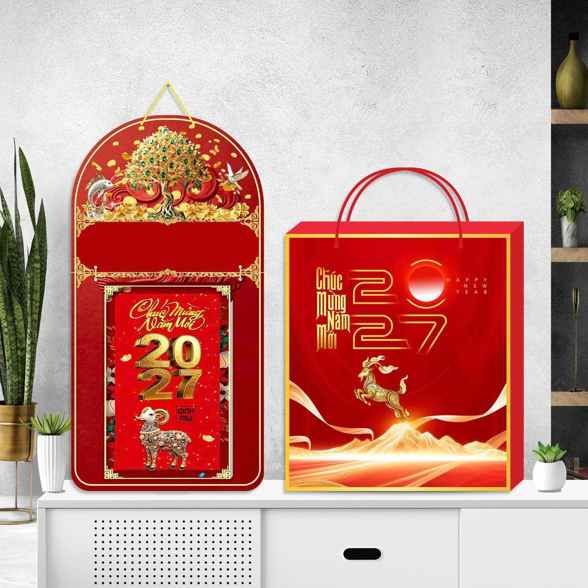 Lịch Khánh Gỗ Lamina 2 Đầu 2027 LM2D_058 - Quà Tặng Ngân Hàng
