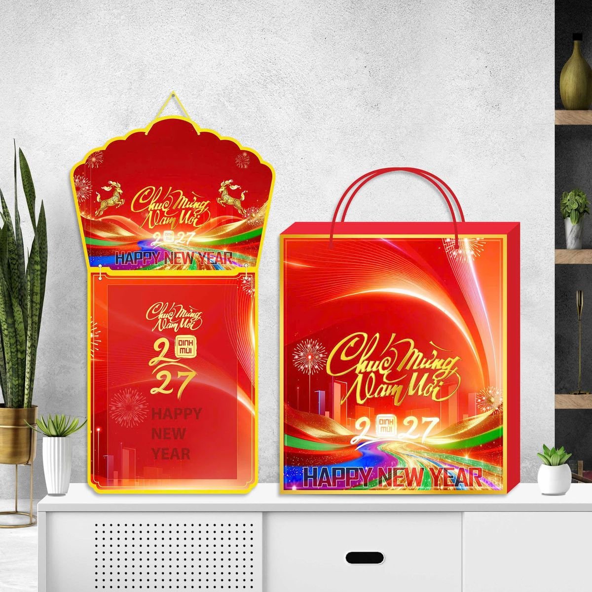 Lịch Khánh Gỗ Lamina 2 Đầu 2027 LM2D_063 - Quà Tặng Ngân Hàng