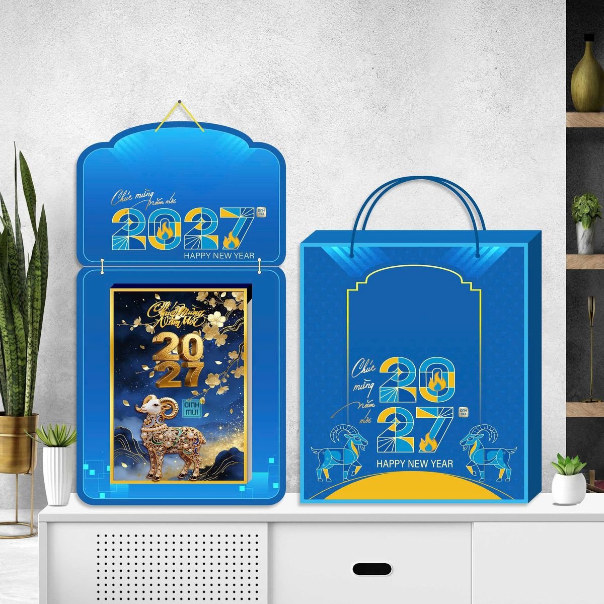 Lịch Khánh Gỗ Lamina 2 Đầu 2027 LM2D_065 - Quà Tặng Ngân Hàng