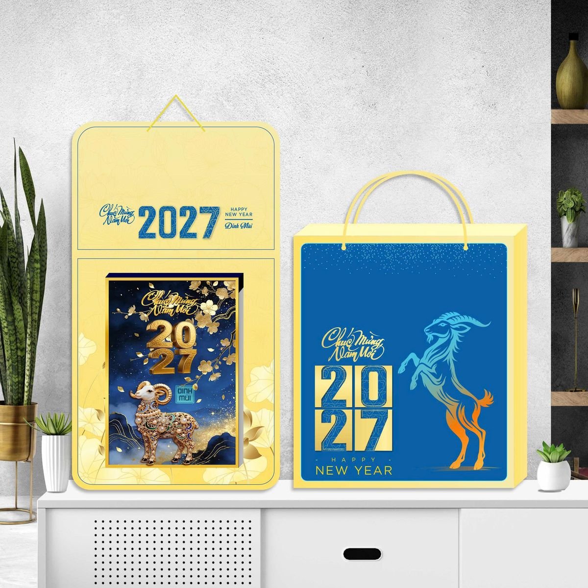 Lịch Khánh Gỗ Lamina 2 Đầu 2027 LM2D_066 - Quà Tặng Ngân Hàng