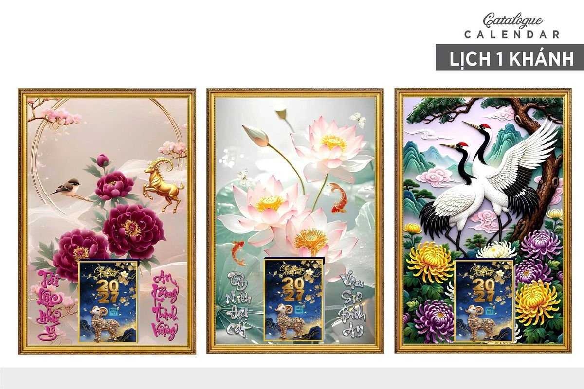 Lịch Gỗ Lamina Cao Cấp 40x60cm 2027 LM406_013 - Quà Tặng Ngân Hàng