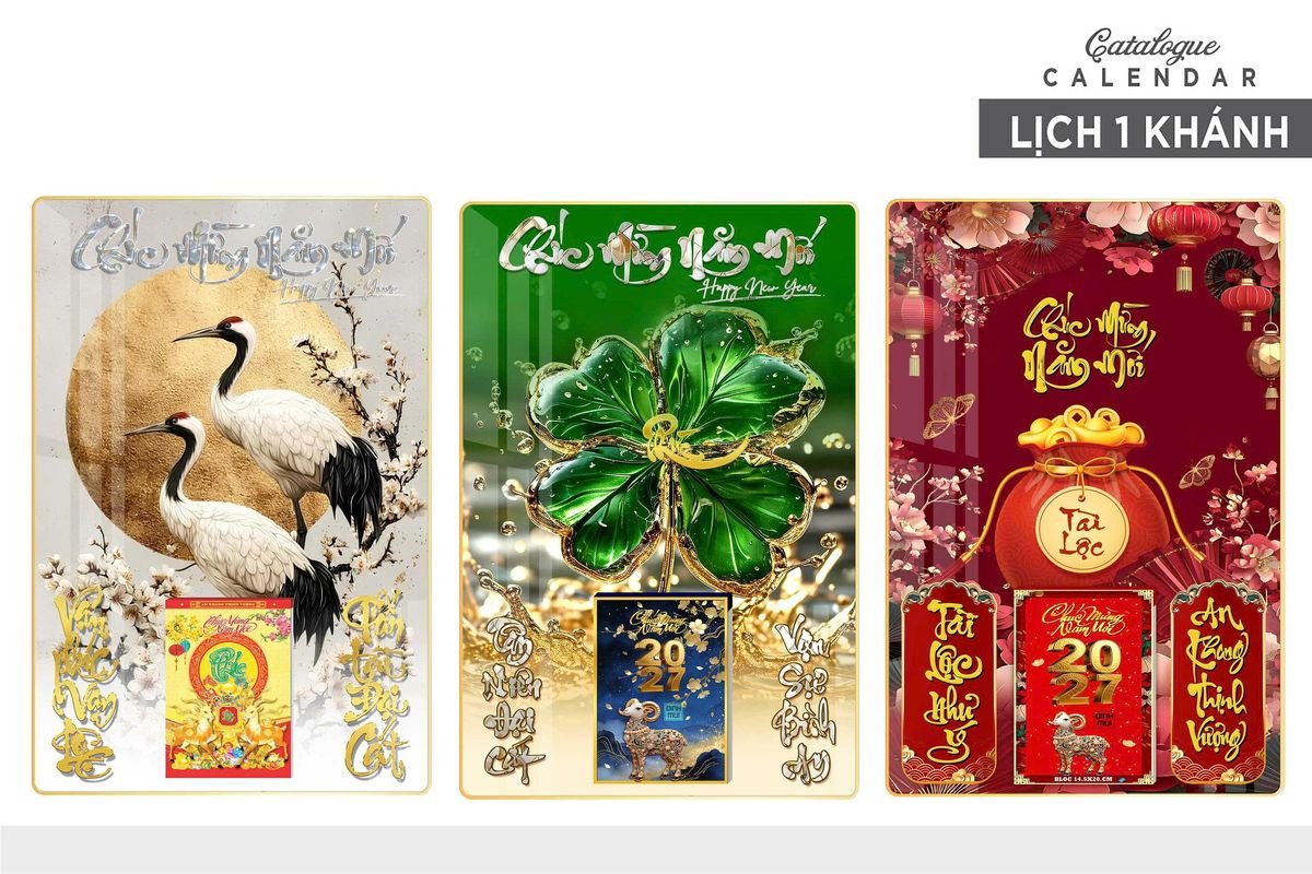 Lịch Gỗ Lamina Cao Cấp 40x60cm 2027 LM406_018 - Quà Tặng Ngân Hàng